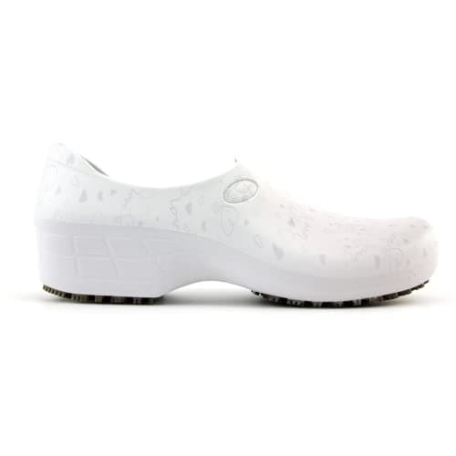 Sticky Printed Colorful Nursing Shoes - Waterproof & Non-Slip for Women - White