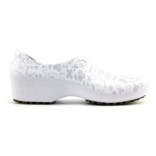 Sticky Printed Colorful Nursing Shoes - Waterproof & Non-Slip for Women - White