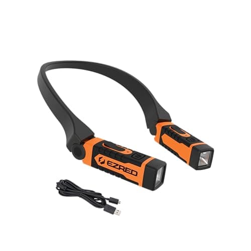 Rechargeable Neck Lights for Hands-Free Lighting: Orange & Bright Red/Black