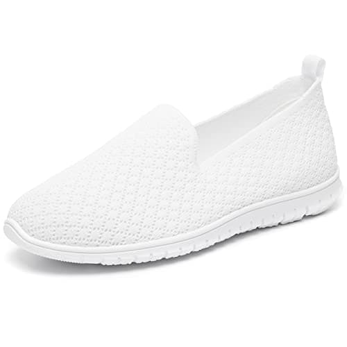 BABUDOG Breathable Black and White Mesh Flats Casual Comfortable Walking Shoes