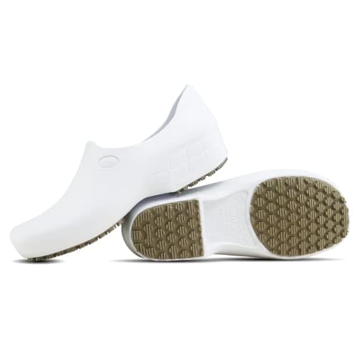 Waterproof Non Slip Nursing Shoes for Women - Chefs - Kitchen - Nurses - White Clogs for Work (Size 7)
