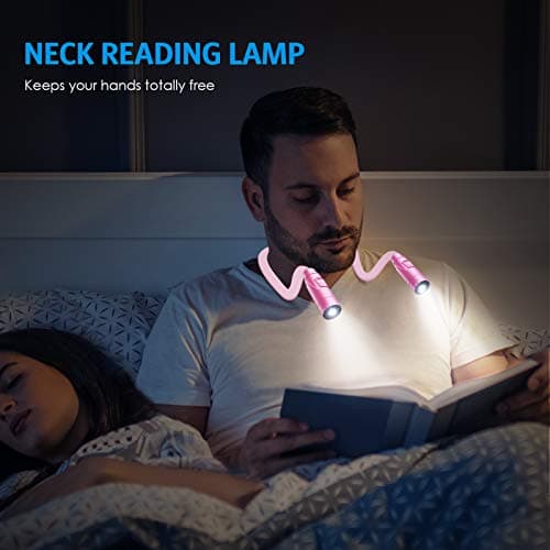 Upgraded LED Neck Reading Light with 3 Colors and Adjustable Brightness