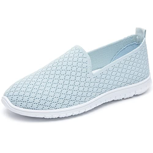 BABUDOG Breathable Black and White Mesh Flats Casual Comfortable Walking Shoes