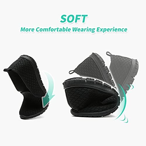 BABUDOG Breathable Black and White Mesh Flats Casual Comfortable Walking Shoes