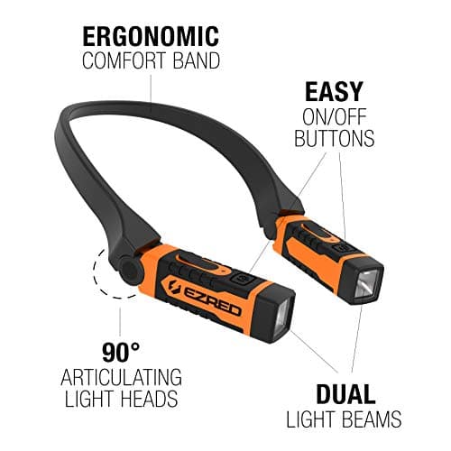Rechargeable Neck Lights for Hands-Free Lighting: Orange & Bright Red/Black