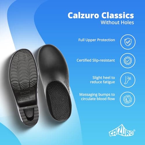 CALZURO Classic Unisex Nursing Clogs - Non-Slip Kitchen Shoes - Autoclavable Rubber Design