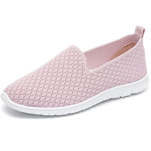 BABUDOG Breathable Black and White Mesh Flats Casual Comfortable Walking Shoes