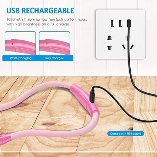 Upgraded LED Neck Reading Light with 3 Colors and Adjustable Brightness