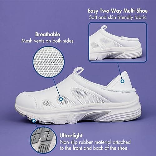 Lightweight Nursing Shoes for Women: Hawkwell Slip-On Two-Way Design