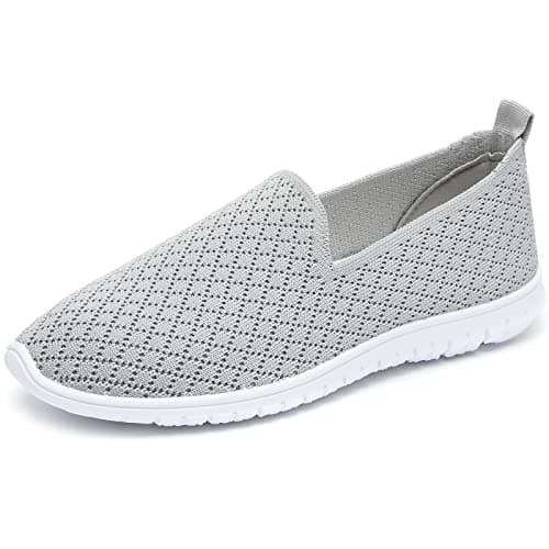 BABUDOG Breathable Black and White Mesh Flats Casual Comfortable Walking Shoes