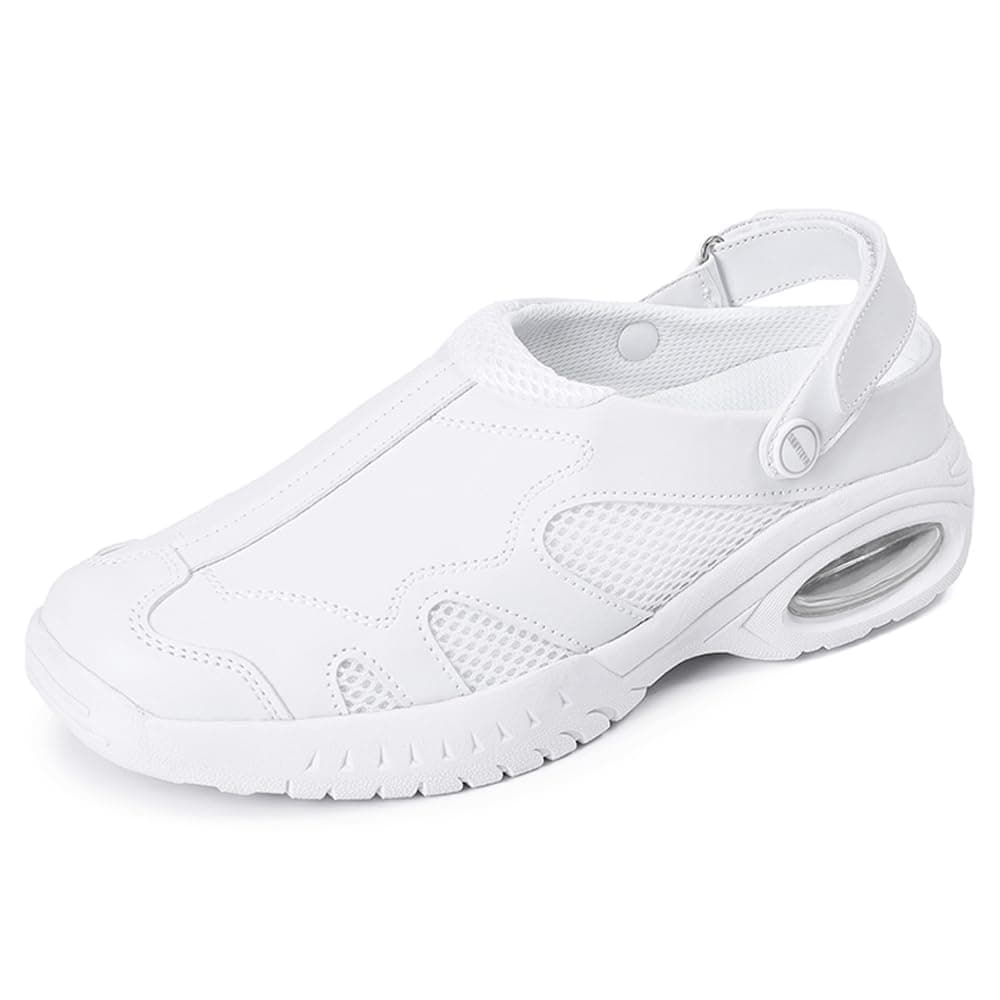 LOULUEN White Lightweight Breathable Nursing Shoes for Women & Men Non-Slip Soft Outsole